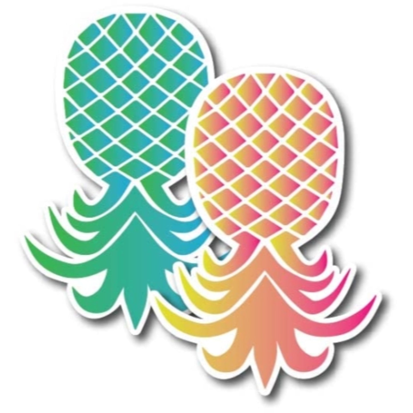 Magnet Me Up Upside Down Pineapple Magnet Decal, 2 Pack, one Pink and Yellow and One Blue and Green 4x6 Inch, 2 Pack, Heavy Duty Automotive Magnet for Car Truck SUV Or Any Other Magnetic Surface