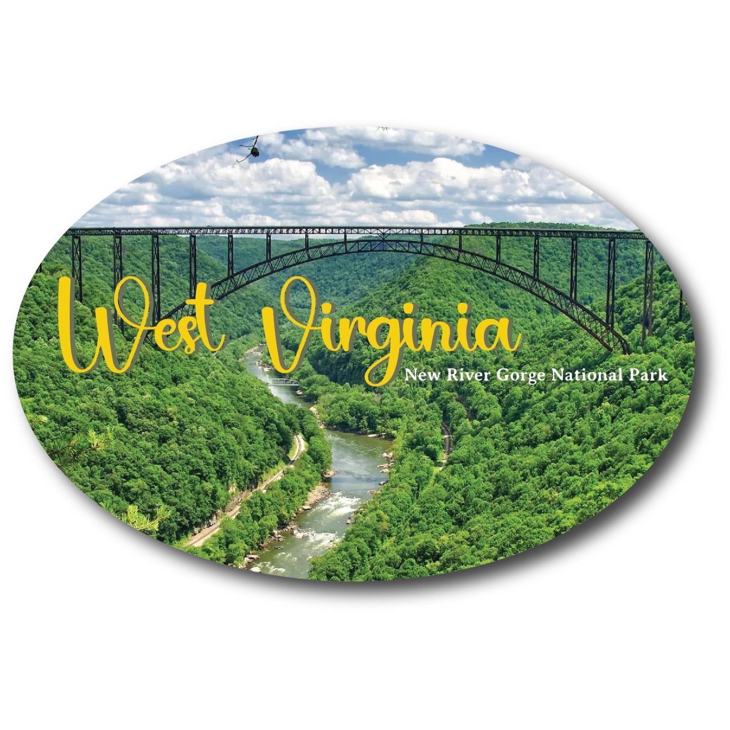 Magnet Me Up West Virginia New River George National Park State Car Magnet, 4x6 inch Oval, Travel Refrigerator Magnets, Scenic Landmark Collectible, Indoor or Outdoor Decor, Crafted in USA