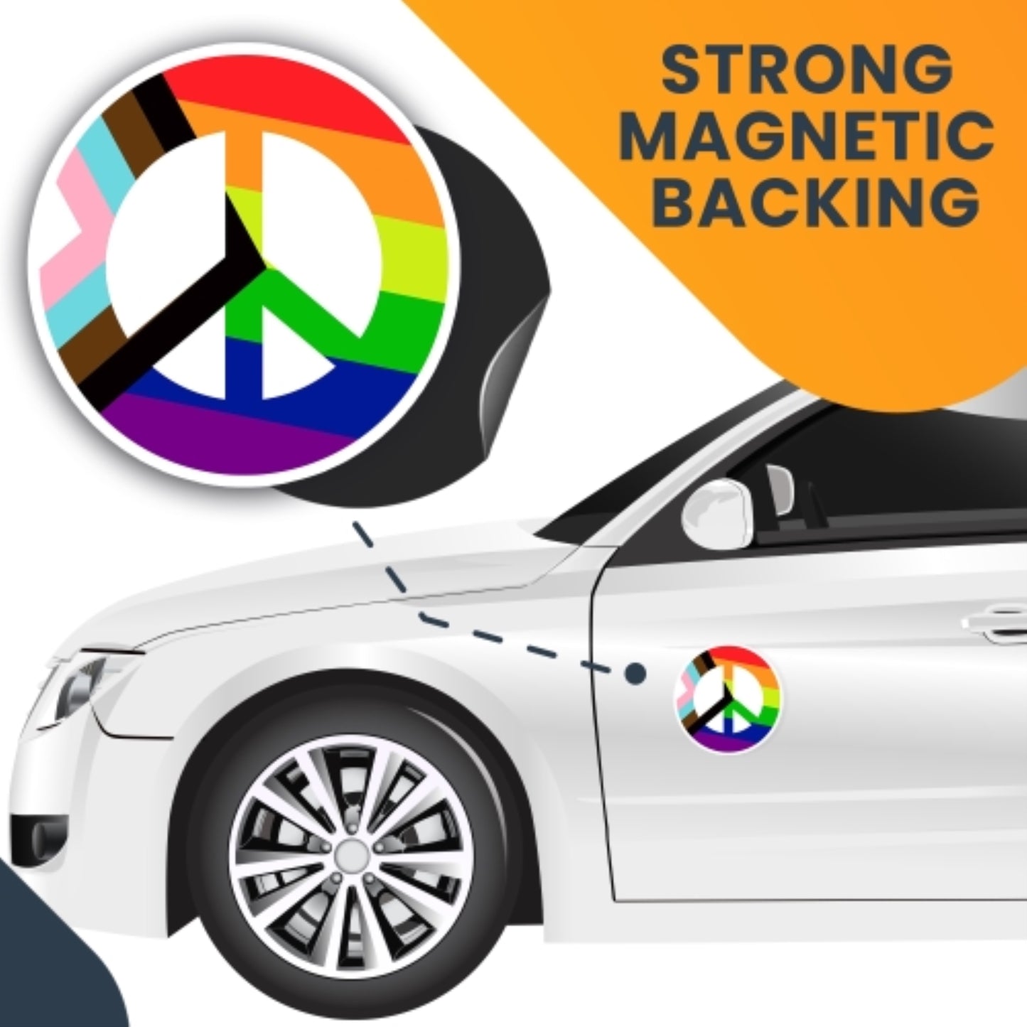 Magnet Me Up New LGBTQ Peace Sign Magnet Decal, 5 Inch Round, Heavy Duty Automotive Magnet for Car Truck SUV