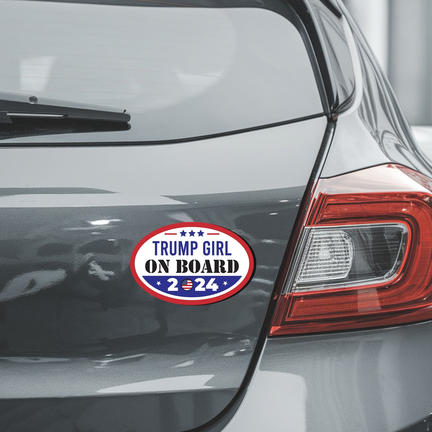 Magnet Me Up Trump Girl on Board 2024 Car Magnet Decal, 4x6 Inches Oval, Fun and Practical Vehicle Accessory for Trump Supporters, Fridge