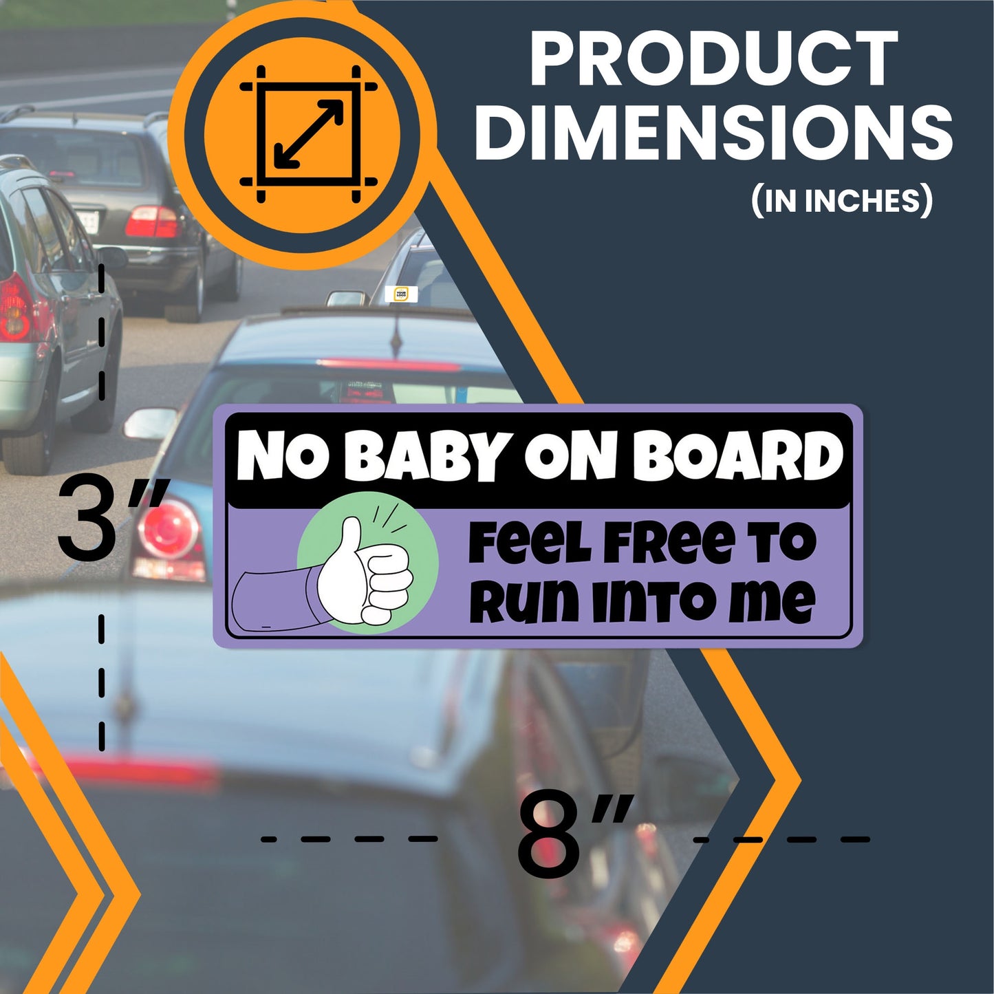 Magnet Me Up No Baby on Board - Feel Free to Crash into Me Magnet Decal, 3x8 inch, Funny Car Magnet, Humorously Sarcastic Weatherproof Auto Decoration for Cars, Trucks, Crafted in USA