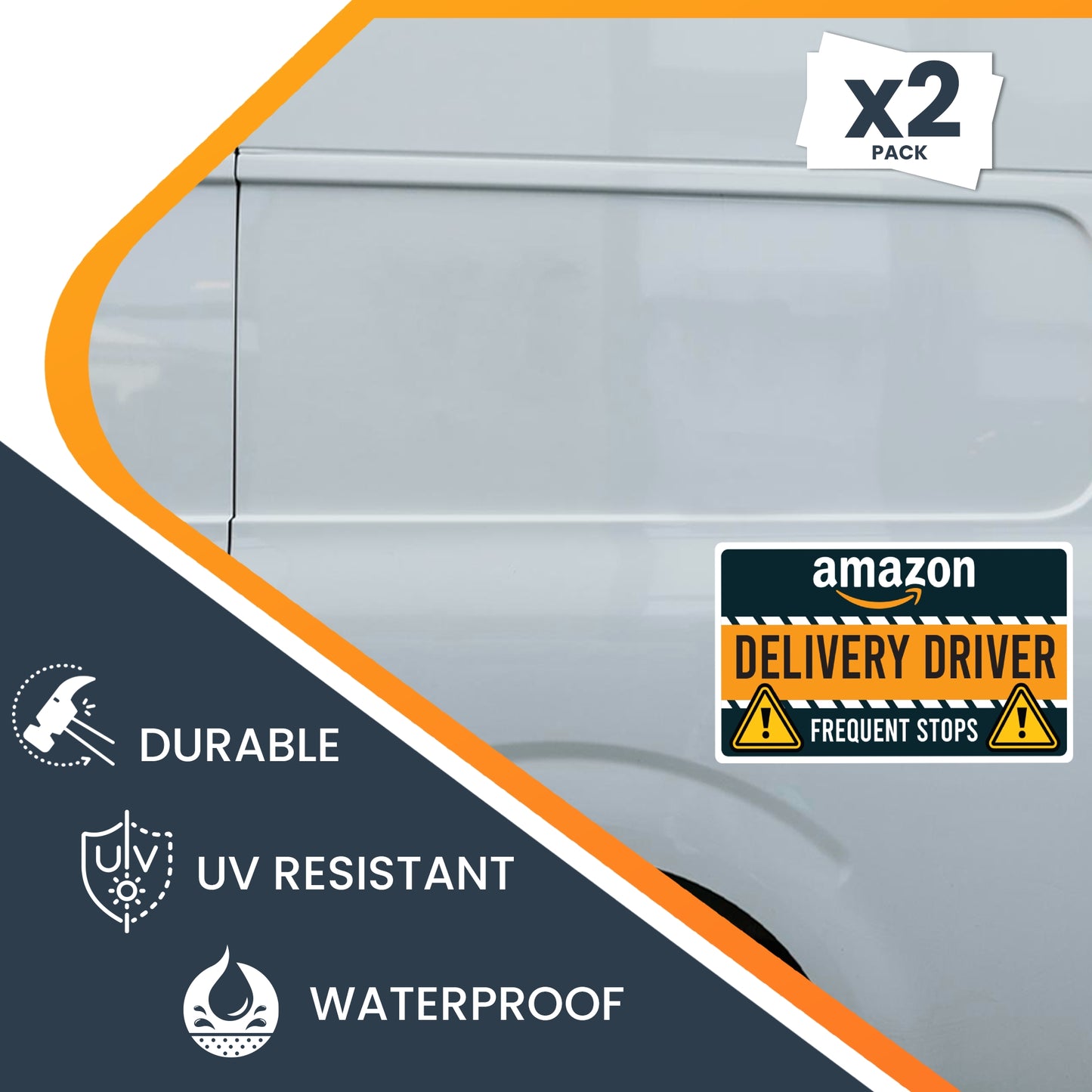 Magnet Me Up Caution Frequent Stops Delivery Driver Magnet Decal, 2PK, 5x8 inch, Heavy Duty Automotive Magnet for Car, Truck, Any Magnetic Surface, For Flex Delivery Driver, Crafted in USA