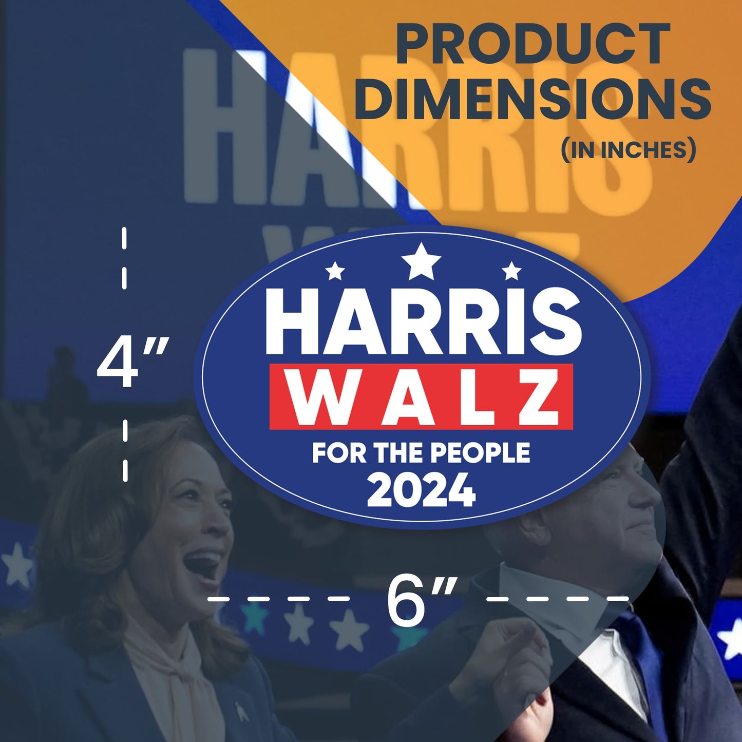 Magnet Me Up Kamala Harris Waltz 2024 Election Magnetic Decal, for The People, 4x6 Inch Oval, Harris for President, Kamala Harris Car Magnet, Democrat, Bumper Magnet