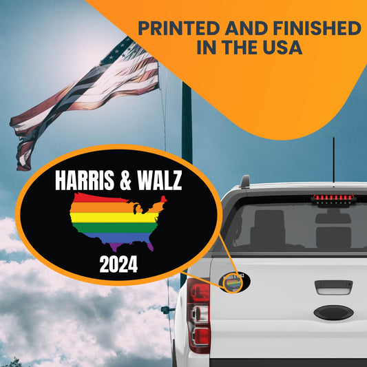 Magnet Me Up Kamala Harris Waltz 2024 Election Magnetic Decal, 4x6 Inch Oval, Harris 2024 for President, Kamala Harris Car Magnet, Democrat, Rainbow Bumper Magnet, LGBTQ, Crafted in USA