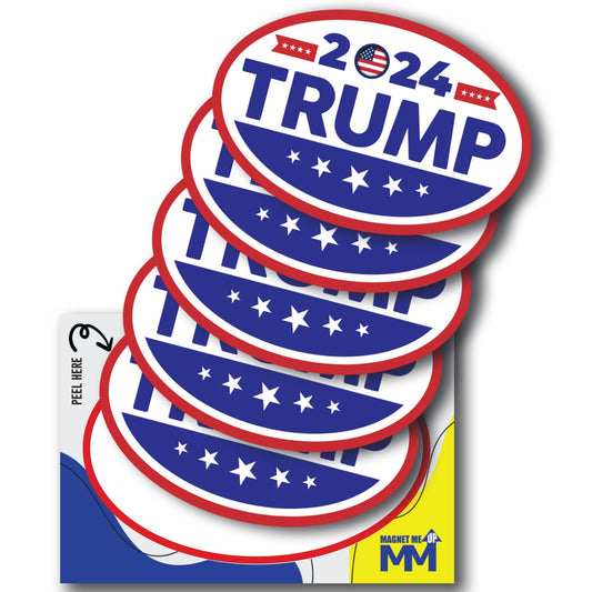 Magnet Me Up Trump 2024 Donald Trump Republican Political Party 2024 Adhesive Decal Sticker, 5 Pack, 5.5x3.5 Inch, Heavy Duty Adhesion to Car Window, Bumper, MAGA Make America Great, Save America