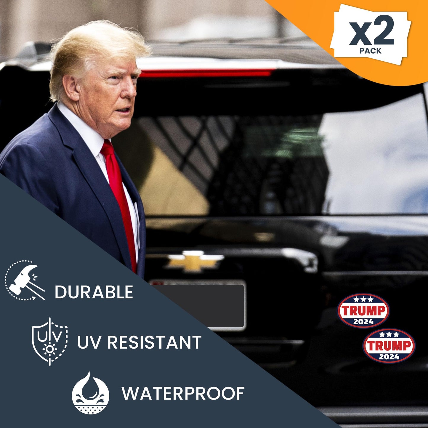 Magnet Me Up Trump 2024 Republican Party Magnet Decal, 4x6 Inch, 2 Pack, for President, Automotive Magnet for Car, or Any Magnetic Surface, Election Campaign Souvenir, Crafted in USA