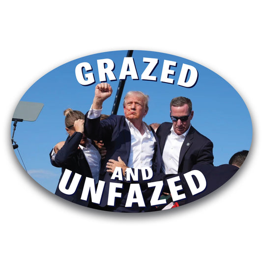 Magnet Me Up Grazed and Unfazed Donald Trump Magnet Decal - Support Your Favorite President! 4x6 inches, Bold and Resilient, Souvenir Gift for Supporters and Colletors, for Rallies, Crafted in USA