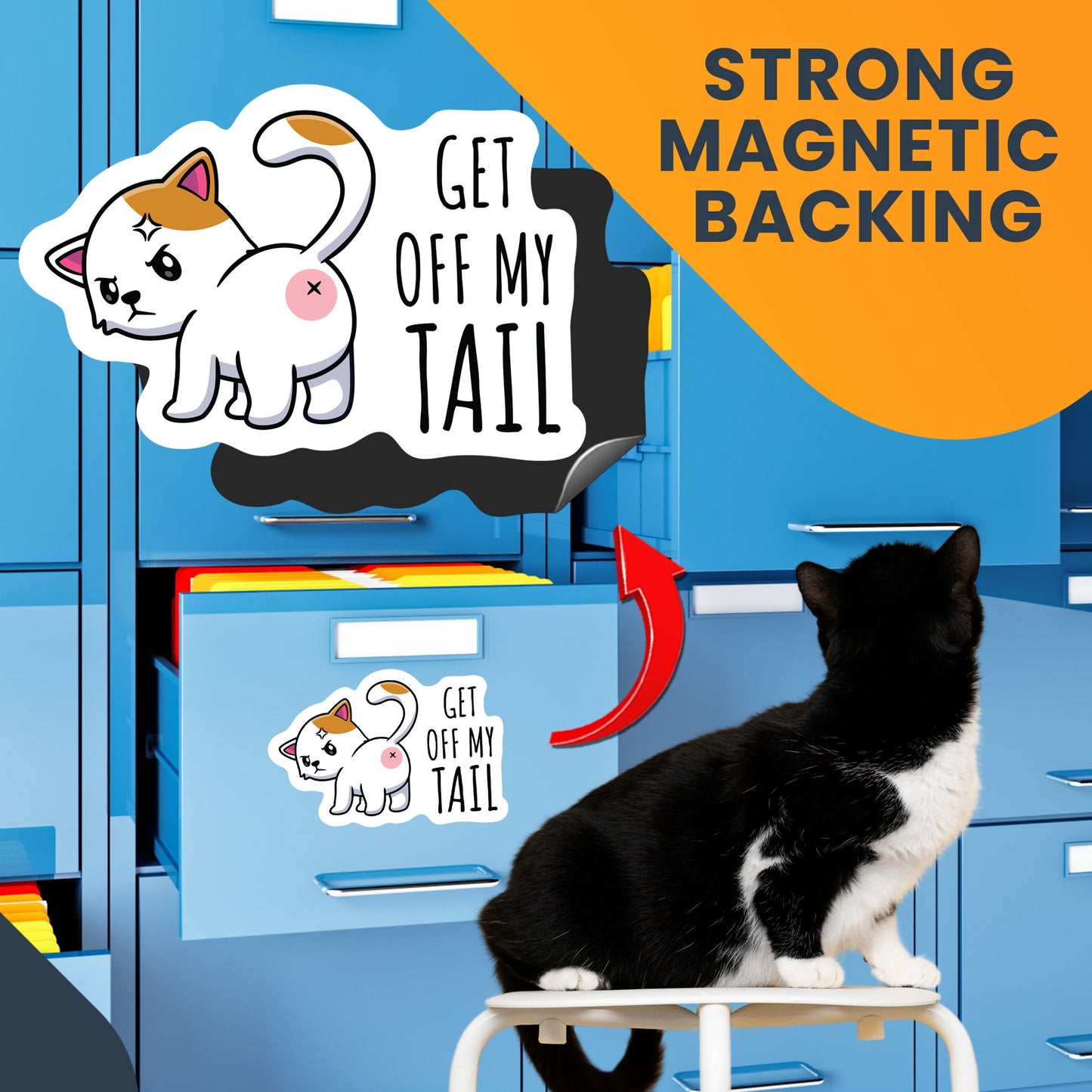 Magnet Me Up Get Off My Tail Cat Magnet Decal, No Tailgating, 6x4 Inch, Funny Cute Joke Gag Gift, Vehicle Safety, Automotive Magnet for Car, Truck, SUV, for Kitten Lovers, Crafted in USA