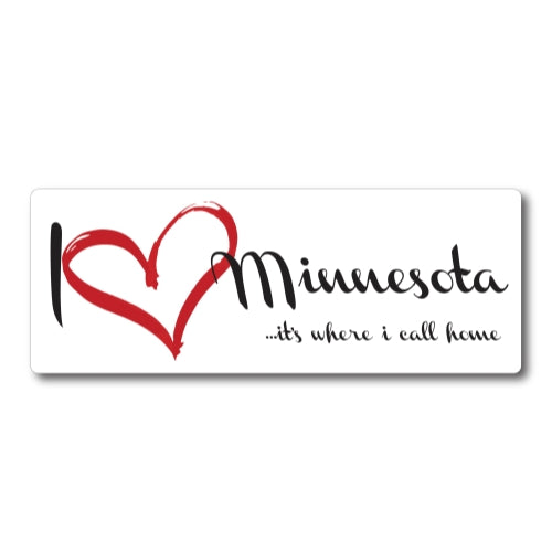 I Love (heart) Minnesota, It's Where I Call Home Car Magnet 3x8" US State Flag Refrigerator Locker SUV Heavy Duty Waterproof …