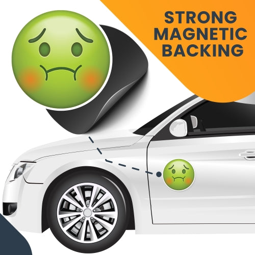 Sick Emoticon Magnet Decal Perfect for Car Truck or SUV