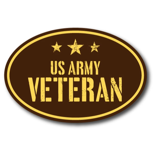 US Army Veteran 4x6" Brown Oval Magnet Decal with Stars Perfect for Car or Truck …