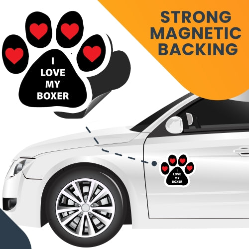 I Love My Boxer Pawprint Car Magnet By Magnet Me Up 5" Paw Print Auto Truck Decal Magnet …