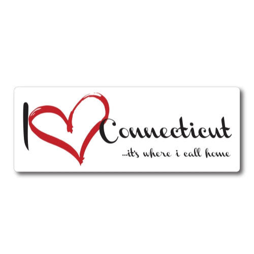 I Love (heart) Connecticut, It's Where I Call Home Car Magnet 3x8" US State Flag Refrigerator Locker SUV Heavy Duty Waterproof …