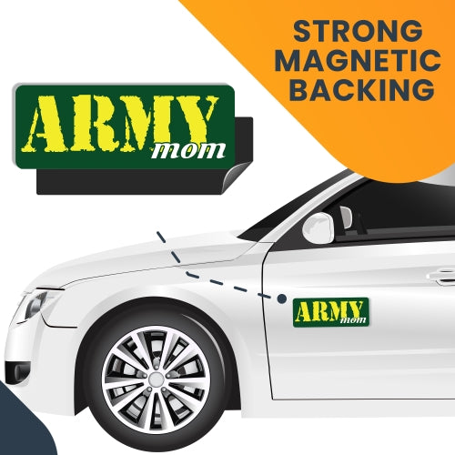 Army Mom Magnet 3x8" Green and Yellow Decal Perfect for Car or Truck