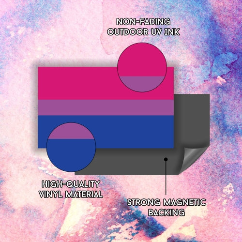 Magnet Me Up Bisexual Pride Flag Car Magnet Decal, 3x5 Inches, Pink Blue and Purple, Heavy Duty Automotive Magnet for Car Truck SUV, in Support of LGBTQ