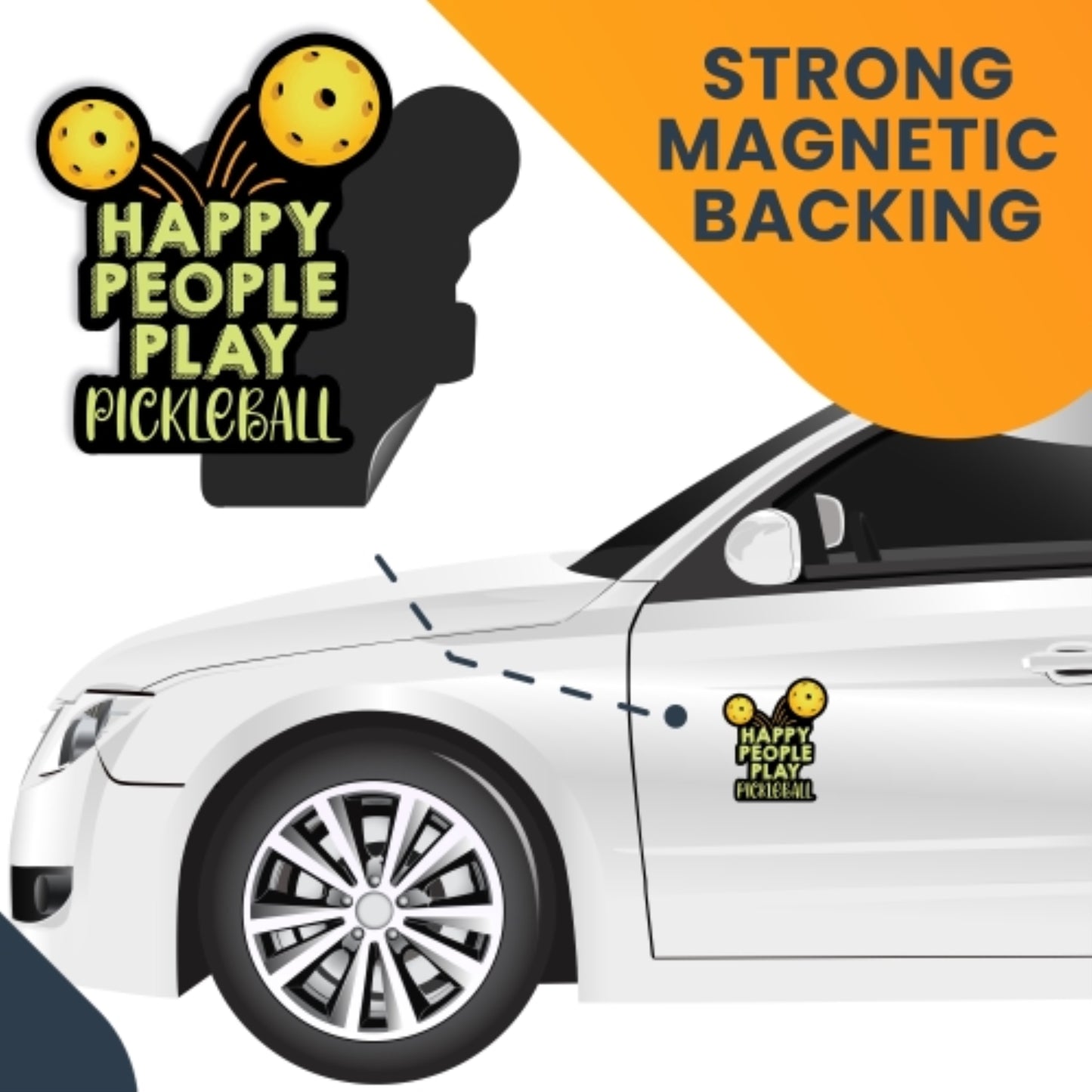 Magnet Me Up Happy People Play Pickleball Magnet Decal, 4x5 Inch, Heavy Duty Automotive Magnet for Car Truck SUV Or Any Other Magnetic Surface