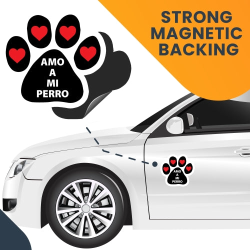 Magnet Me Up Amo A Mi Perro 5" Paw Print Decal - Heavy Duty Magnet for Car Truck SUV
