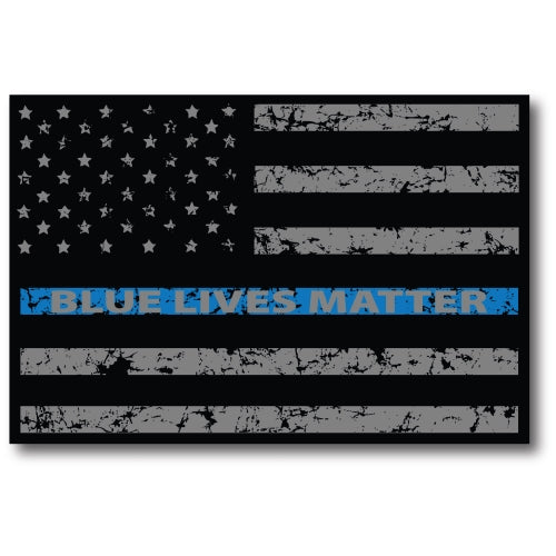 Thin Blue Line Distressed American Flag Car Magnet Blue Lives Matter For Car Truck SUV Heavy Duty Waterproof - In Support of Police and Law Enforcement Officers