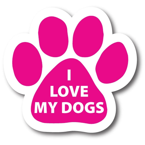 I Love My Dogs Pawprint Car Magnet By Magnet Me Up 5" Pink Paw Print Auto Truck Decal Magnet …