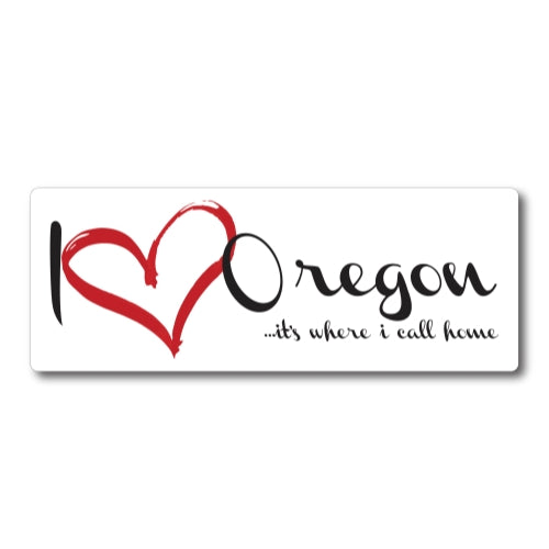 I Love (heart) Oregon, It's Where I Call Home Car Magnet 3x8" US State Flag Refrigerator Locker SUV Heavy Duty Waterproof …