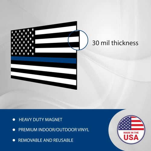Magnet Me Up Thin Blue Line American Flag Magnet Decal 3x5 -2 Pack - Heavy Duty for Car Truck SUV -In Support of Police and Law Enforcement Officers