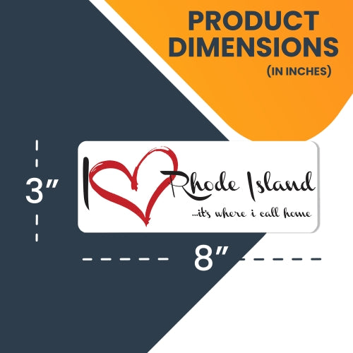 I Love (heart) Rhode Island, It's Where I Call Home Car Magnet 3x8" US State Flag Refrigerator Locker SUV Heavy Duty Waterproof …