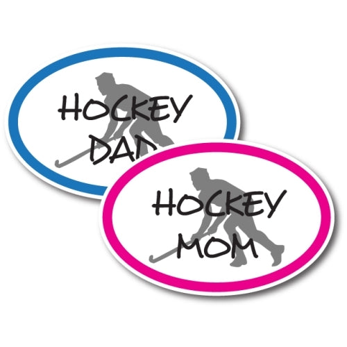 Hockey Mom and Hockey Dad - Combo Pack -Car Magnets 4 x 6" Oval Heavy Duty for Car Truck SUV Waterproof …