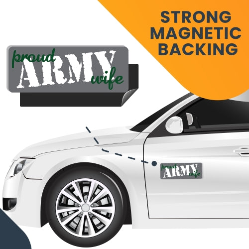 Proud Army Wife Magnet 3x8" Grey, Green and White Decal Perfect for Car or Truck