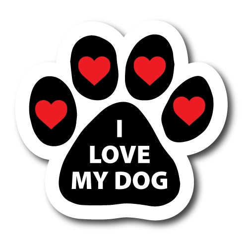 I Love My Dog Pawprint Car Magnet By Magnet Me Up 5" Paw Print Auto Truck Decal Magnet …
