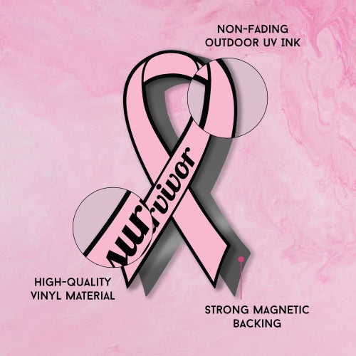 Pink Breast Cancer Survivor Ribbon Car Magnet Decal Heavy Duty Waterproof …