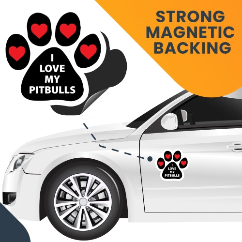 I Love My Pitbulls Pawprint Car Magnet By Magnet Me Up 5" Paw Print Auto Truck Decal Magnet …