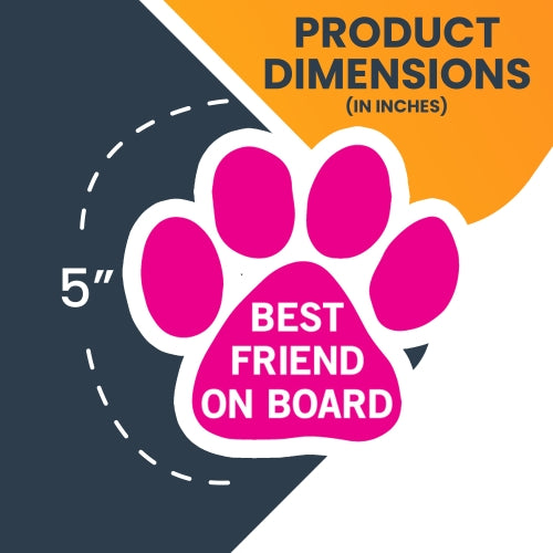 Best Friend on Board Pawprint Car Magnet By Magnet Me Up 5" Pink Paw Print Auto Truck Decal Magnet …