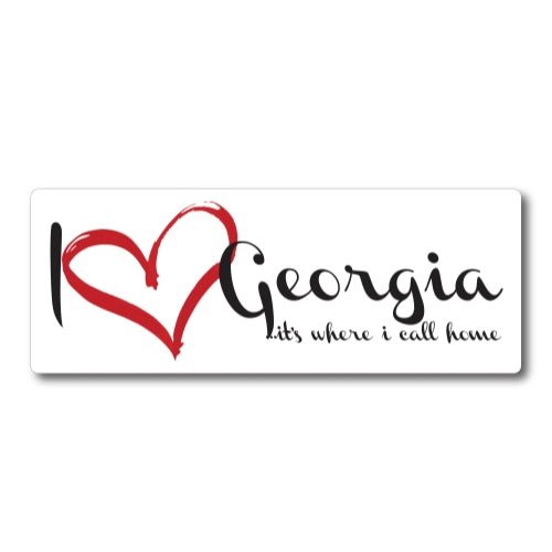 I Love (heart) Georgia, It's Where I Call Home Car Magnet 3X8" US State Flag Refrigerator Locker SUV Heavy Duty Waterproof …