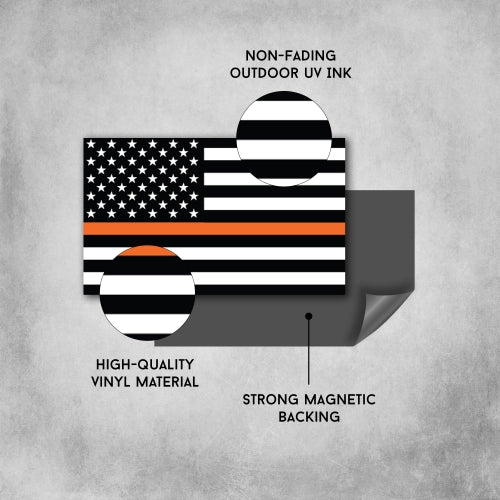 Thin Orange Line American Flag Magnets 2 Pack 3x5 Decals Heavy Duty for Car Truck SUV - In Support of EMS Personnel and Search and Rescue Teams …