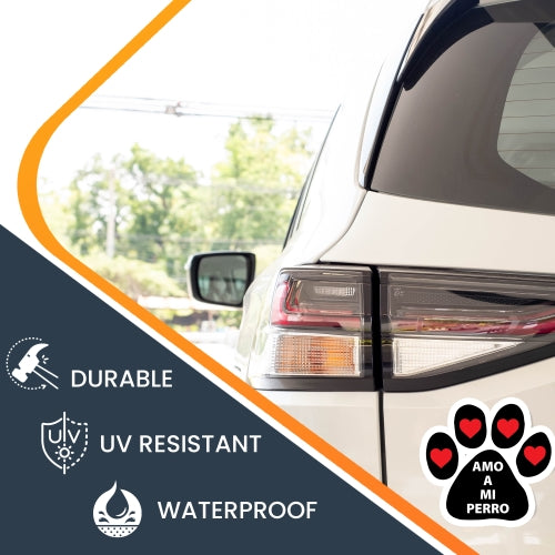 Magnet Me Up Amo A Mi Perro 5" Paw Print Decal - Heavy Duty Magnet for Car Truck SUV
