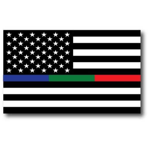 Magnet Me Up Thin Line Flag Magnet Decal 3x5 -in Support of Police,Fire,Military