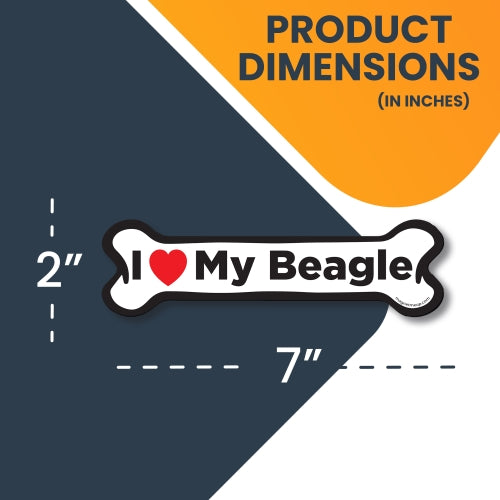 Magnet Me Up I Love My Beagle Dog Bone Car Magnet - 2x7 Dog Bone Auto Truck Decal Magnet …