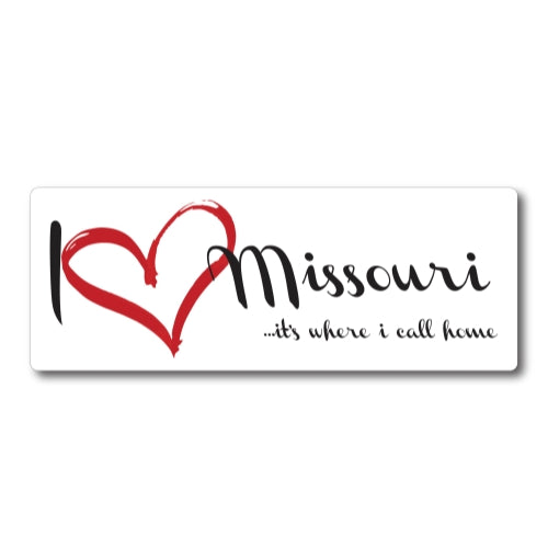 I Love (heart) Missouri, It's Where I Call Home Car Magnet 3x8" US State Flag Refrigerator Locker SUV Heavy Duty Waterproof …