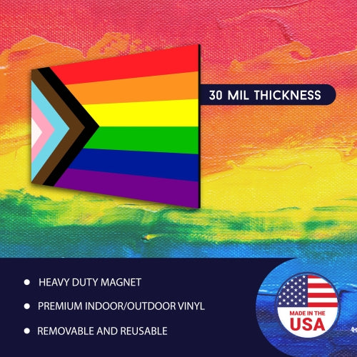 Gay Pride Progress Pride Flag LGBTQ 2PK Car Magnet Decal - LGBT - 3x5 - Waterproof Lesbian Gay Bisexual Transexual