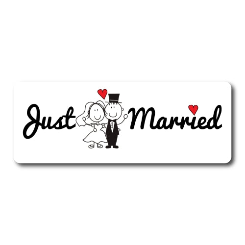 Just Married Magnet Decal 3" x 8" Great for Car Truck SUV Refrigerator