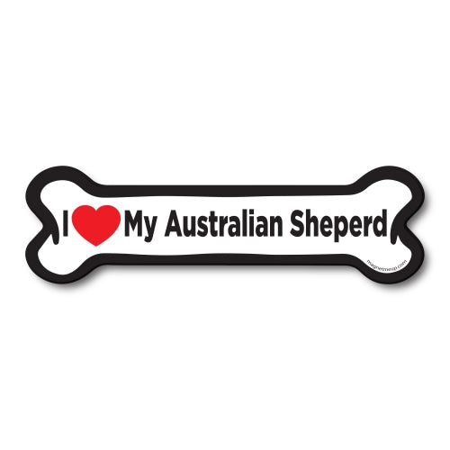 Magnet Me Up I Love My Australian Shepherd Dog Bone Car Magnet - 2x7 Dog Bone Auto Truck Decal Magnet …