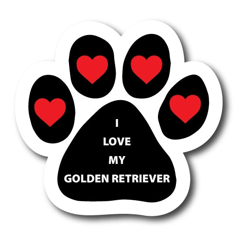 I Love My Golden Retriever Pawprint Car Magnet By Magnet Me Up 5" Paw Print Auto Truck Decal Magnet …