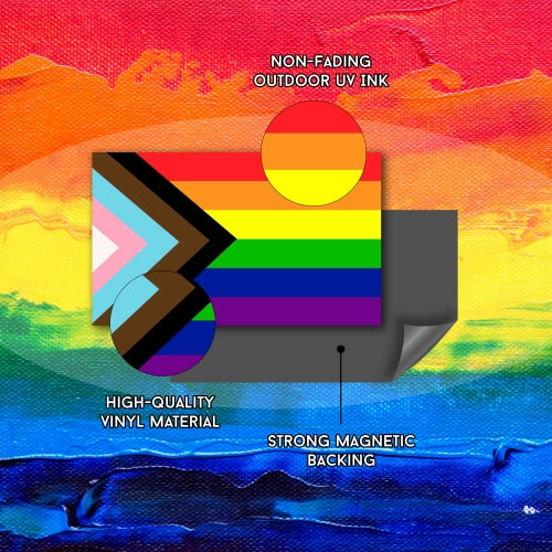 Gay Pride Progress Pride Flag LGBTQ 2PK Car Magnet Decal - LGBT - 3x5 - Waterproof Lesbian Gay Bisexual Transexual