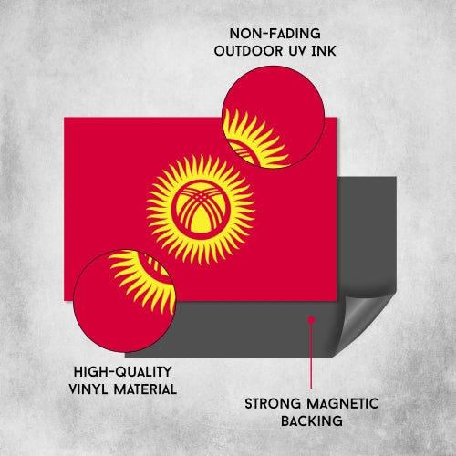 Kyrgyzstan Flag Car Magnet Decal - 4 x 6 Heavy Duty for Car Truck SUV