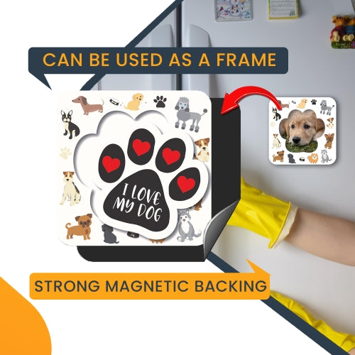 Magnet Me Up Dog Paw Picture Frame- 5.75 x 5.75 Outside Square and 4 x 3.5 Inner Paw