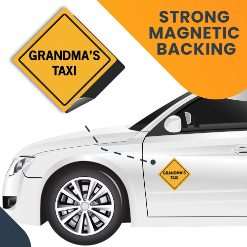 Grandma's Taxi Car Magnet Decal - 5 x 5 Heavy Duty for Car Truck SUV Waterproof