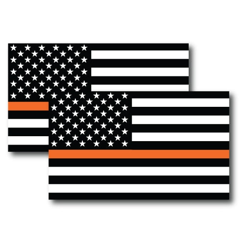 Thin Orange Line American Flag Magnets 2 Pack 3x5 Decals Heavy Duty for Car Truck SUV - In Support of EMS Personnel and Search and Rescue Teams …