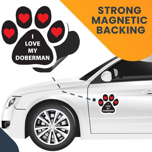 I Love My Doberman Pawprint Car Magnet By Magnet Me Up 5" Paw Print Auto Truck Decal Magnet …
