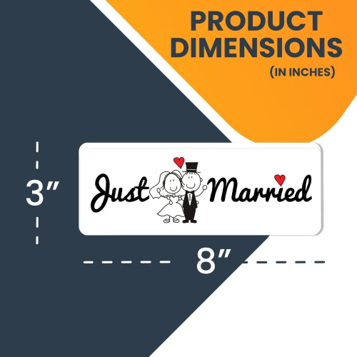 Just Married Magnet Decal 3" x 8" Great for Car Truck SUV Refrigerator