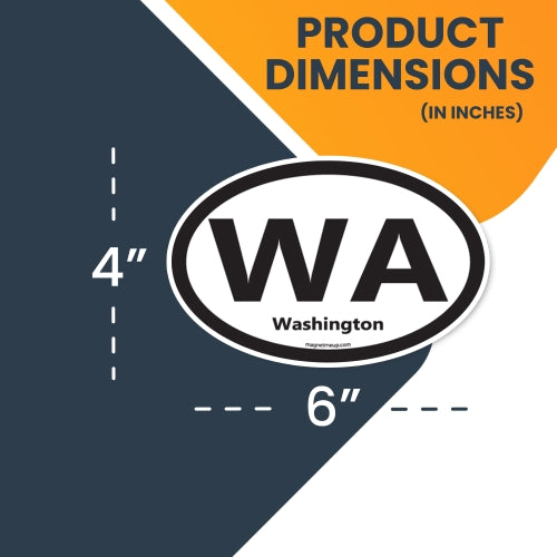 WA Washington Car Magnet 4X6" US State Oval Refrigerator Locker SUV Heavy Duty Waterproof… …